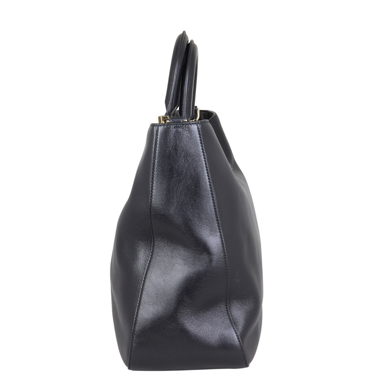 Fendi FF Leather Tote Side