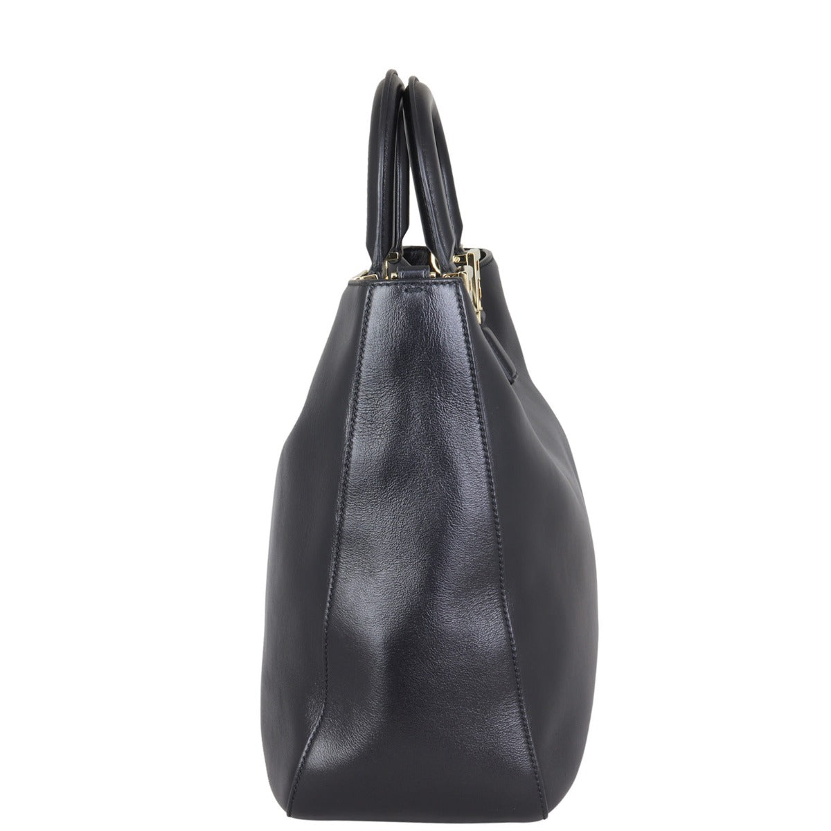 Fendi FF Leather Tote Side