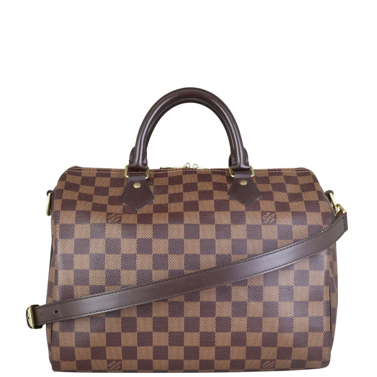 Louis Vuitton Speedy 30 Bandouliere Damier Ebene Front with Strap