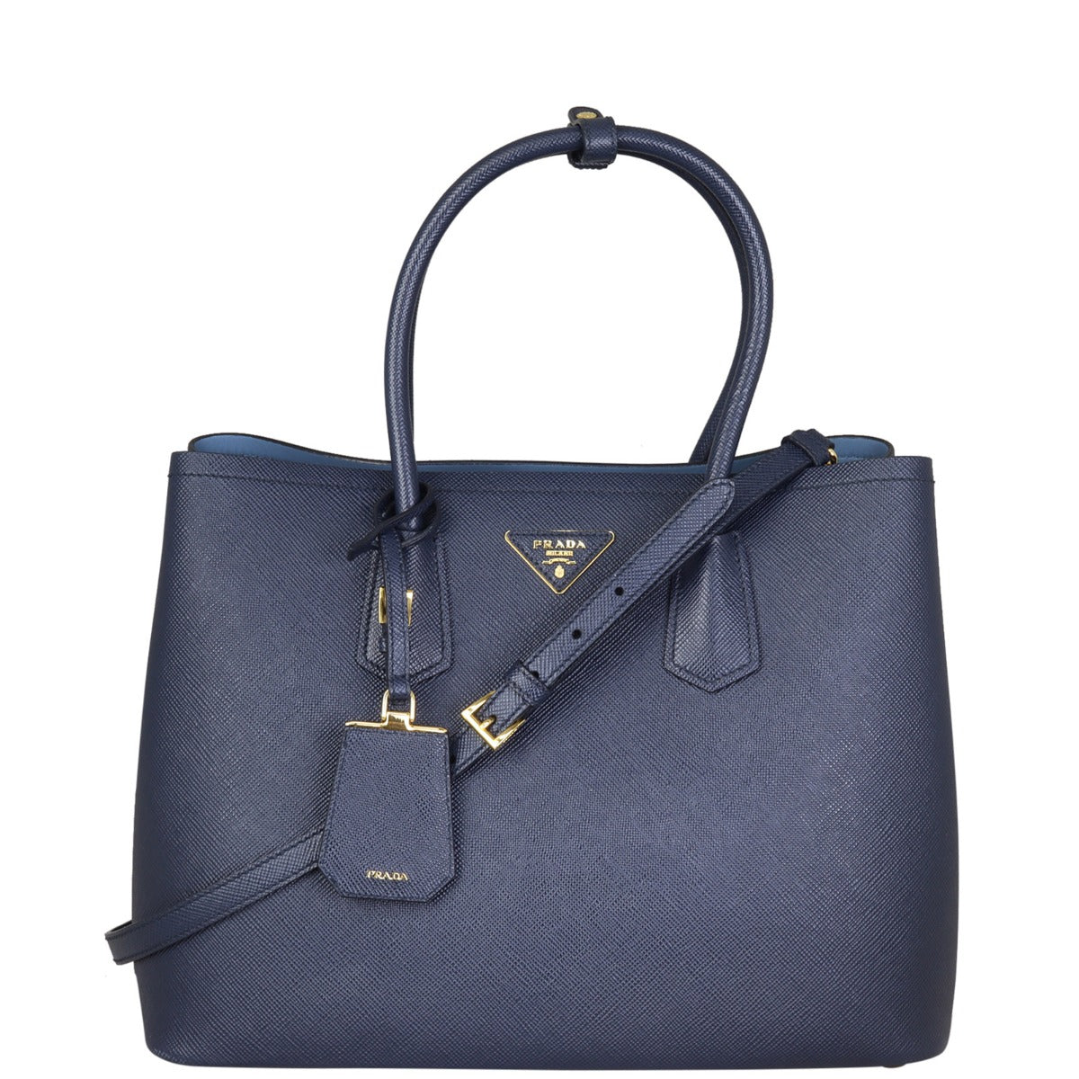 Prada Saffiano Cuir Double Bag Large Front with Strap