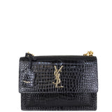 Saint Laurent Sunset Medium Croc-Embossed Front