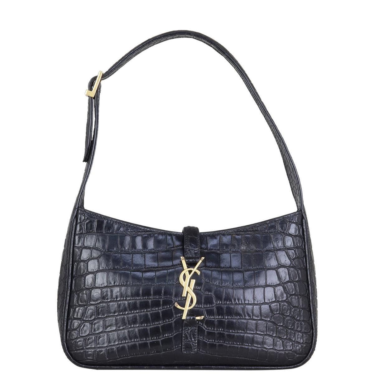 Saint Laurent Le 5 A 7 Hobo Croc-Embossed Front
