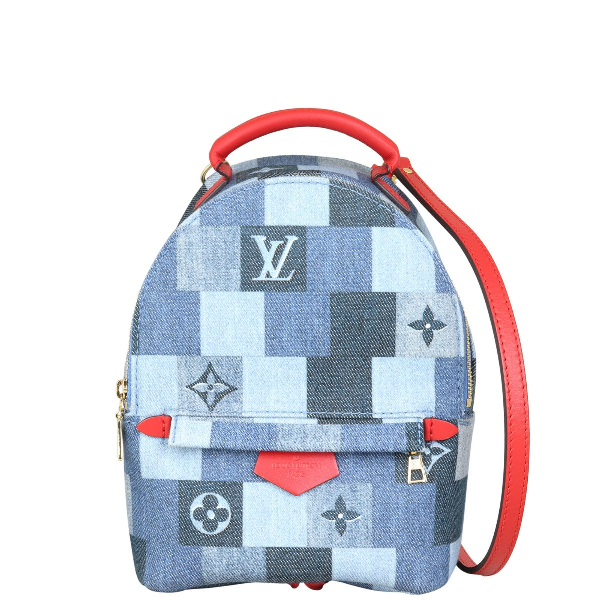 Louis Vuitton Palm Springs Mini Backpack Denim Front with Strap