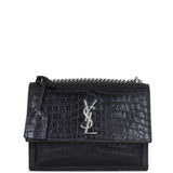 Saint Laurent Sunset Medium Croc-Embossed Front
