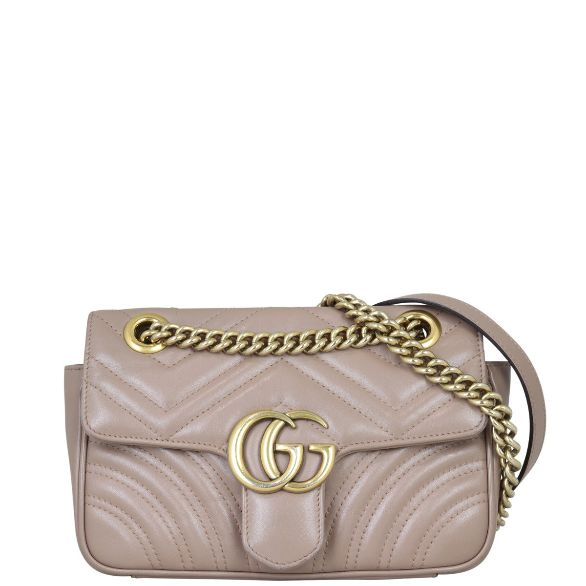 Gucci GG Marmont Matelasse Shoulder Bag Front with Strap