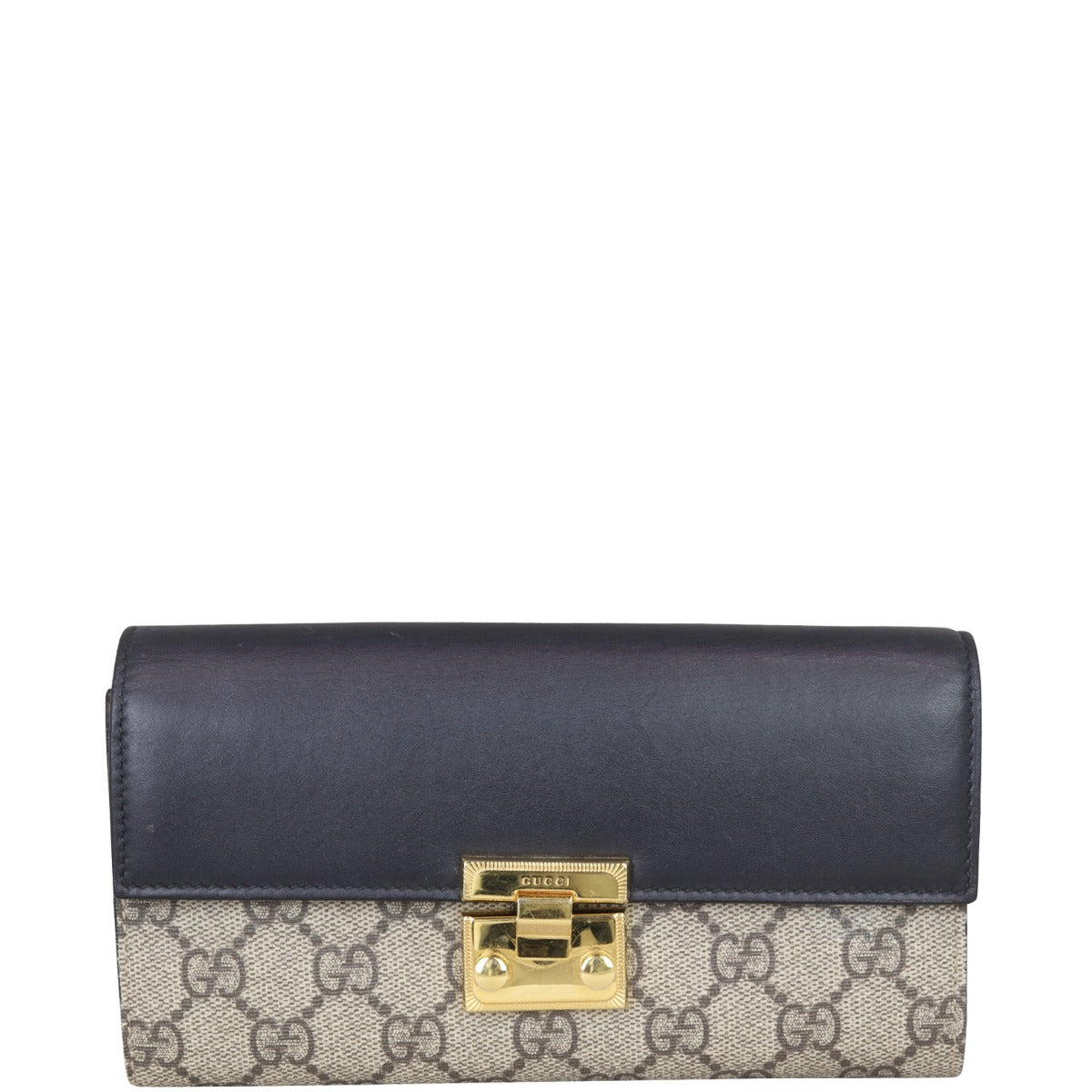 Gucci GG Supreme Continental Padlock Wallet on Chain Front