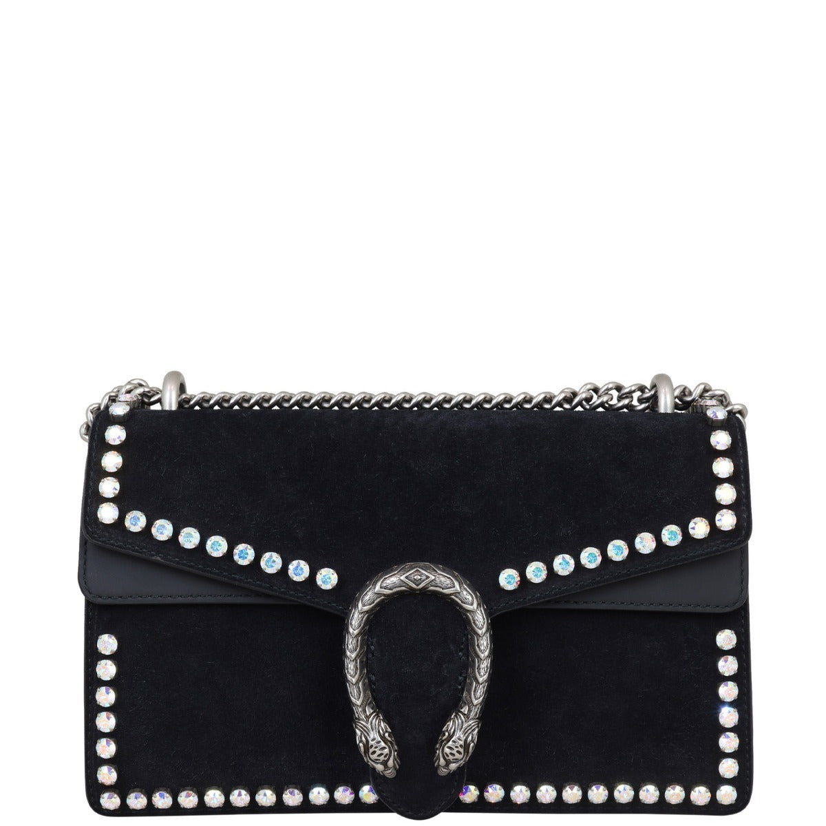 Gucci Dionysus Crystal Embellished Suede Small Shoulder Bag Front