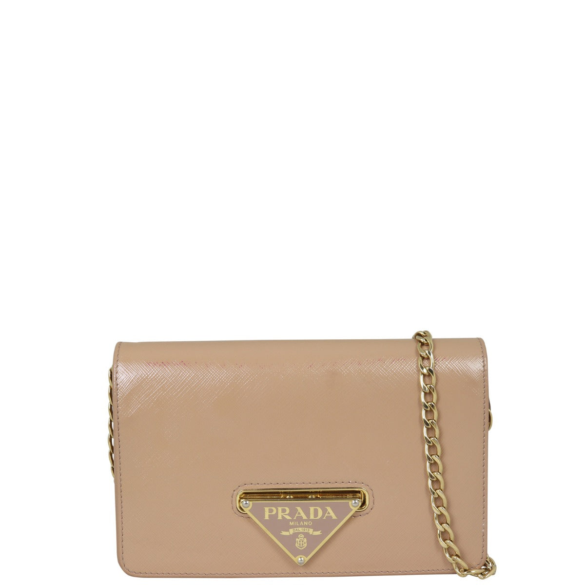 Prada Saffiano Vernice Chain Bag Front with Strap