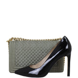 Chanel Boy Old Medium Denim Front with Shoe