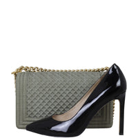 Chanel Boy Old Medium Denim Front with Shoe