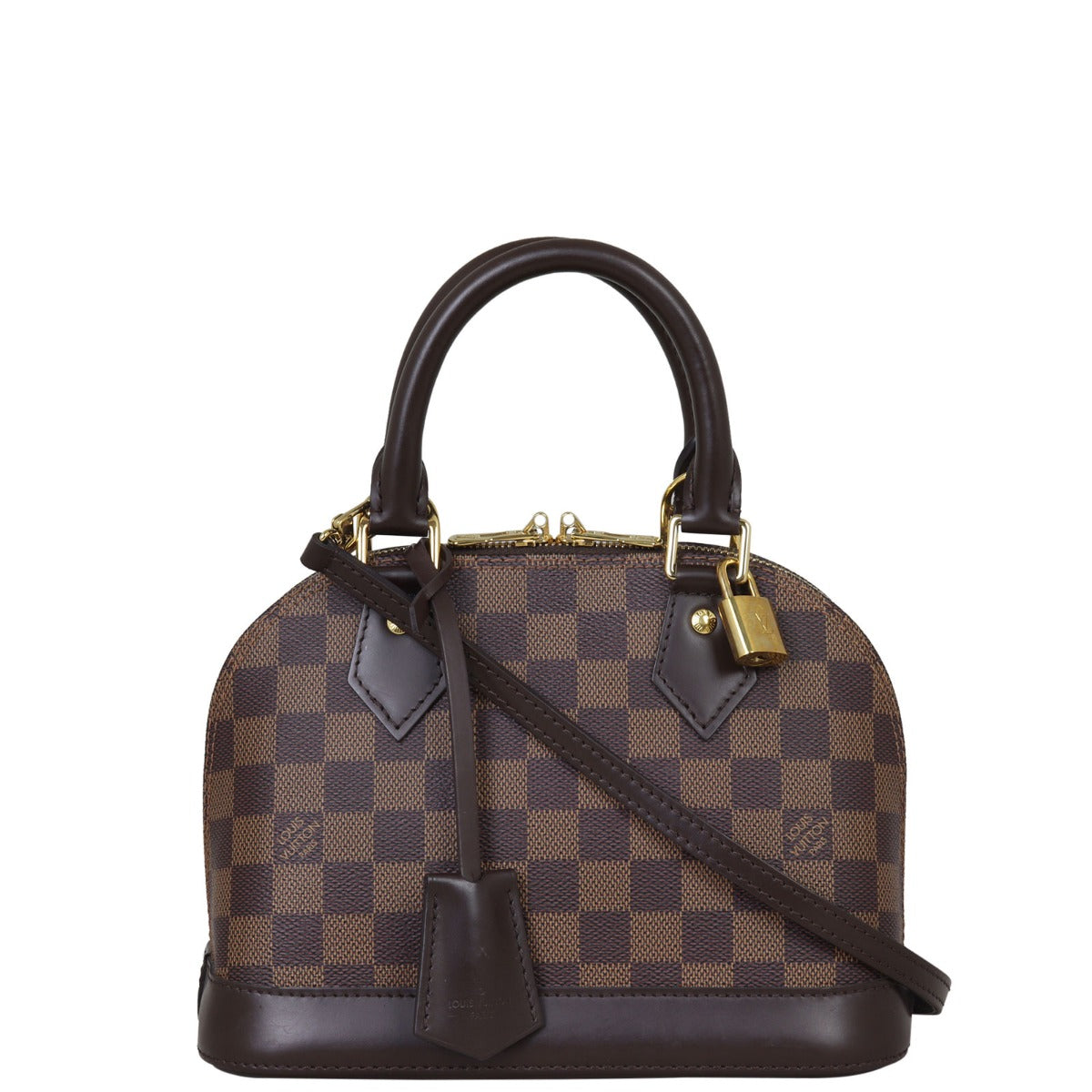 Louis Vuitton Alma BB Damier Ebene Front with Strap