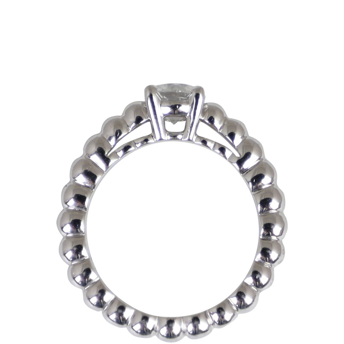 Van Cleef & Arpels Perlee Solitaire 18k White Gold Ring