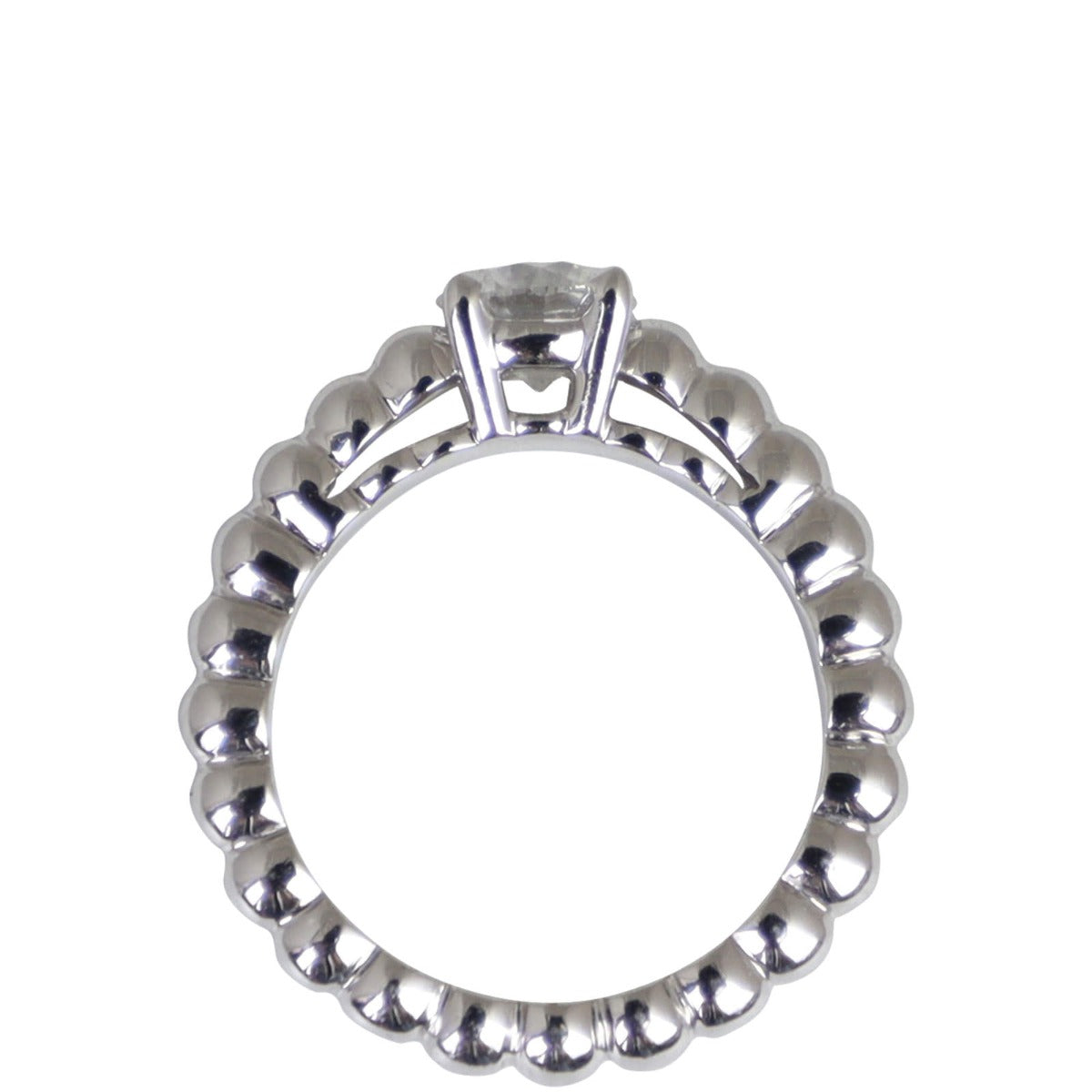 Van Cleef & Arpels Perlee Solitaire 18k White Gold Ring