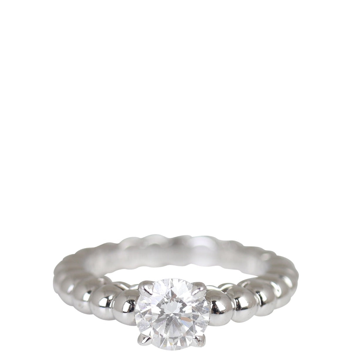 Van Cleef & Arpels Perlee Solitaire 18k White Gold Ring Top