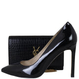 Saint Laurent Kate Tassel Chain Wallet Croc-Embossed Shoe