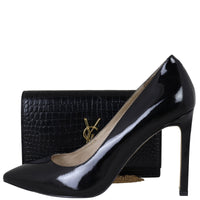 Saint Laurent Kate Tassel Chain Wallet Croc-Embossed Shoe