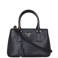 Prada Saffiano Lux Galleria Double Zip Tote Mini Front with Strap