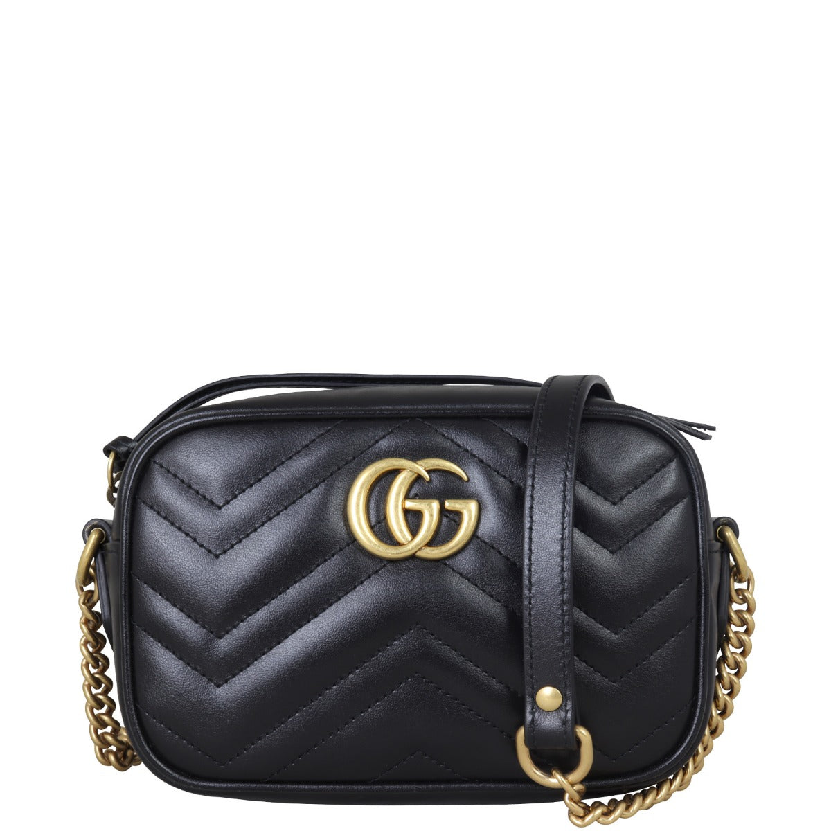 Gucci GG Marmont Mini Camera Bag Front with Strap