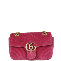 Gucci GG Marmont Velvet Mini Shoulder Bag Front