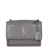 Saint Laurent Sunset Medium Croc-Embossed Front