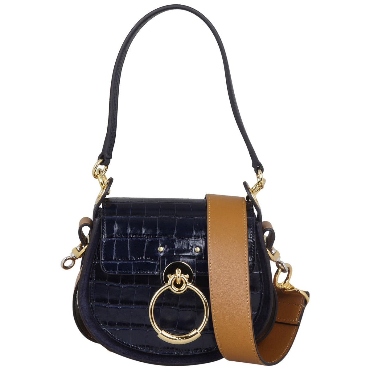 Chloe Tess Small Croc-Embossed Front with Strap