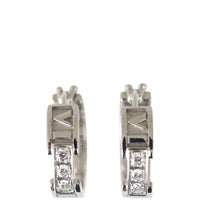 Tiffany & Co Atlas Open Hoop 18k White Gold Diamond Earrings