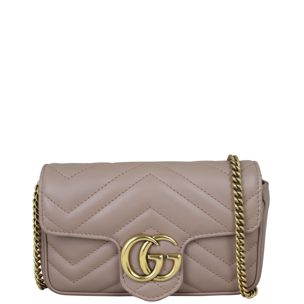Gucci GG Marmont Super Mini Shoulder Bag Front with Strap