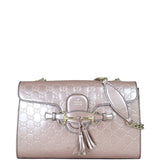 Gucci Emily Guccissima Chain Shoulder Bag  Front with Strap