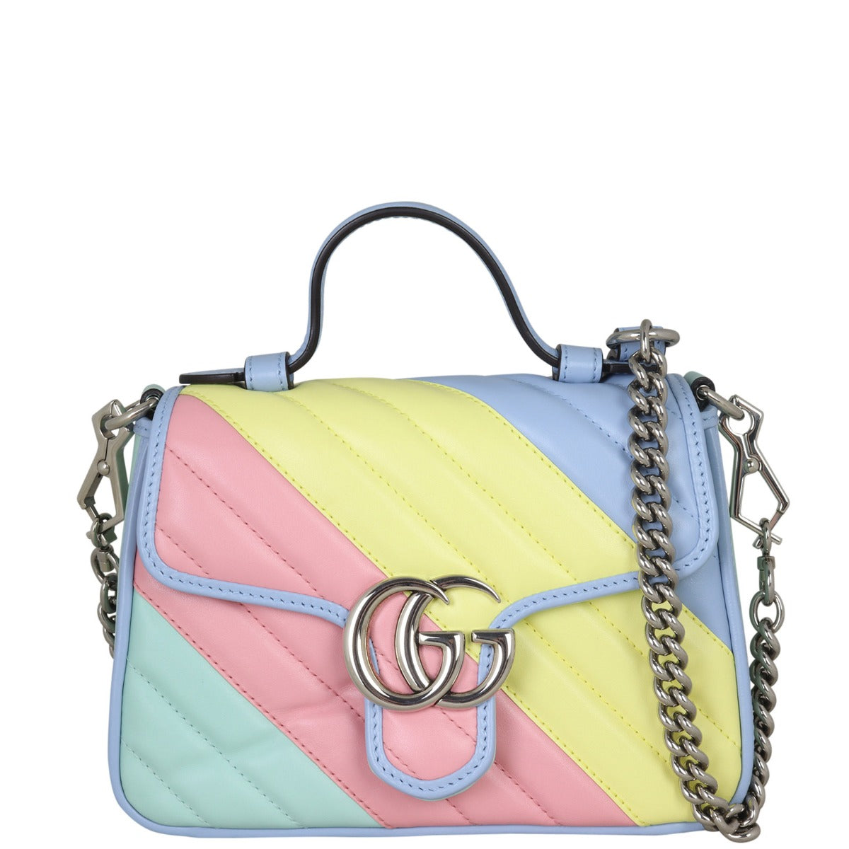 Gucci GG Marmont Top Handle Bag Mini Front with Strap