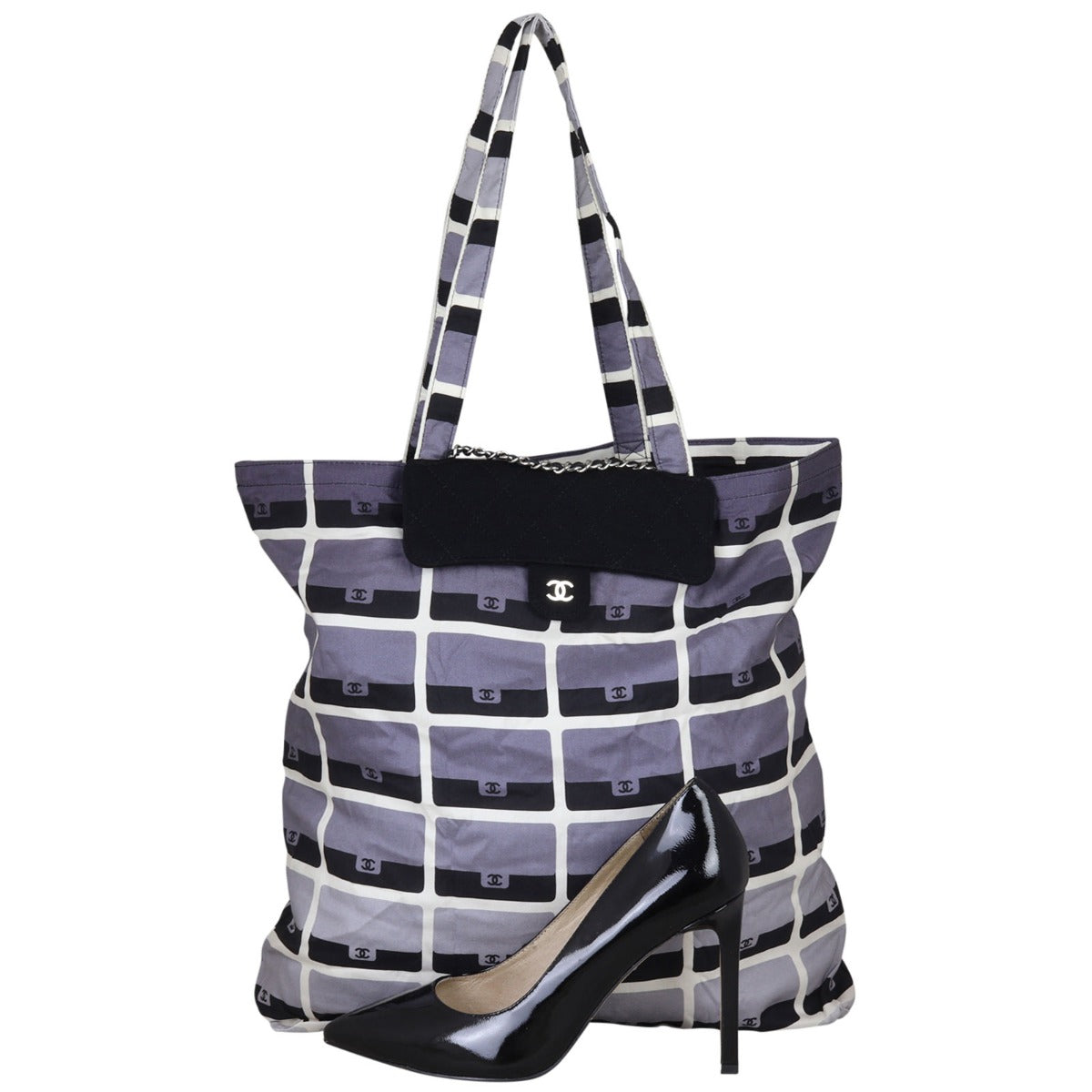 Chanel Fabric Tote with Chain Pouch Shoe