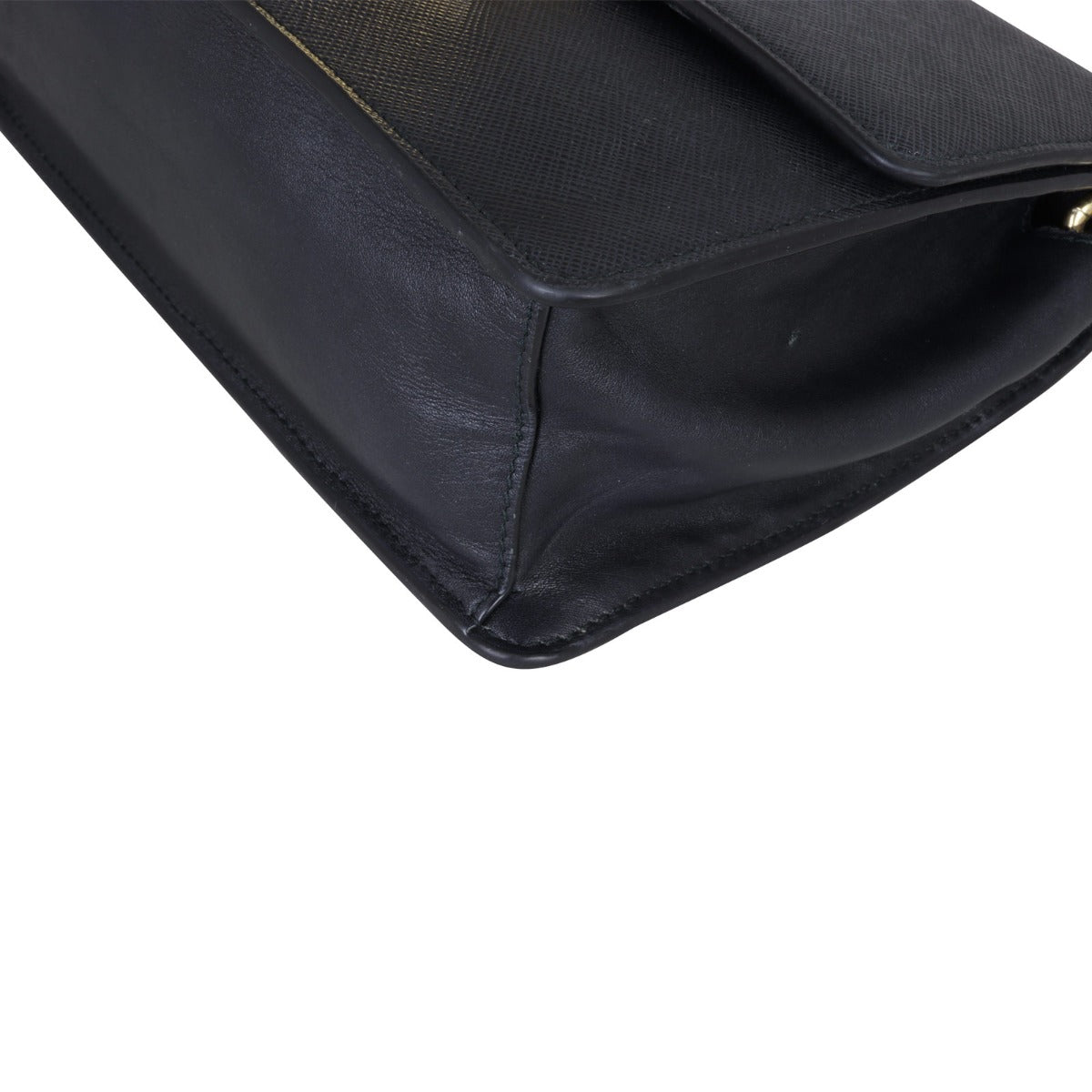 Prada Saffiano Turn Lock Chain Shoulder Bag Corner Closeup