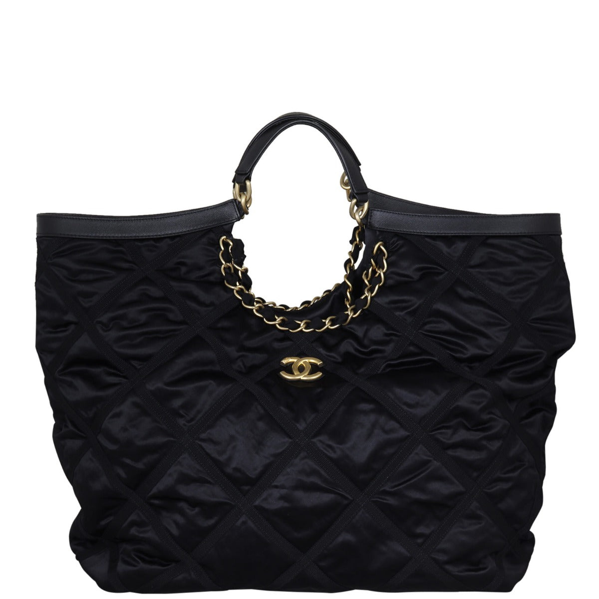 Chanel CC Nylon Maxi Shopping Tote Front