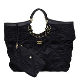 Chanel CC Nylon Maxi Shopping Tote Front with Pouch