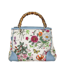 Gucci Bamboo Handle Floral Canvas Tote Front