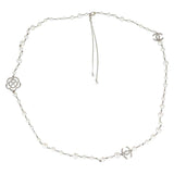 Chanel CC Logo Camellia Pearl Necklace 