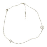 Chanel CC Logo Camellia Pearl Necklace 