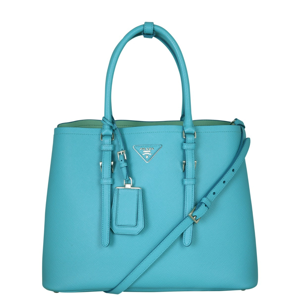 Prada Saffiano Cuir Double Bag Large Front With Strap