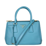 Prada Saffiano Lux Galleria Double Zip Tote Mini Front With Strap