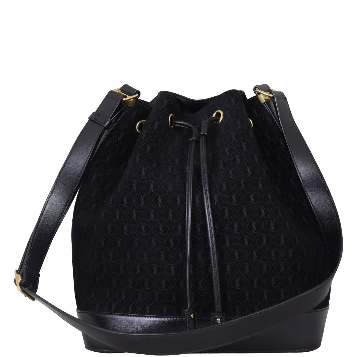 Saint Laurent All Over Bucket Bag Monogram Front With Strap