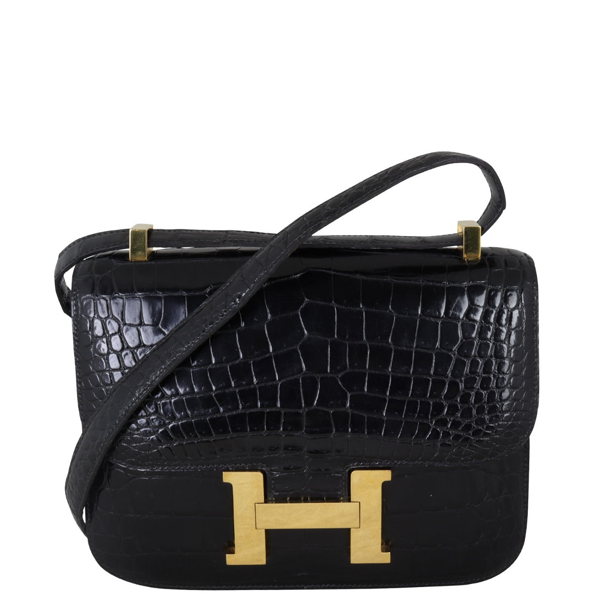 Hermes Constance 23 Porosus Crocodile Front With Strap