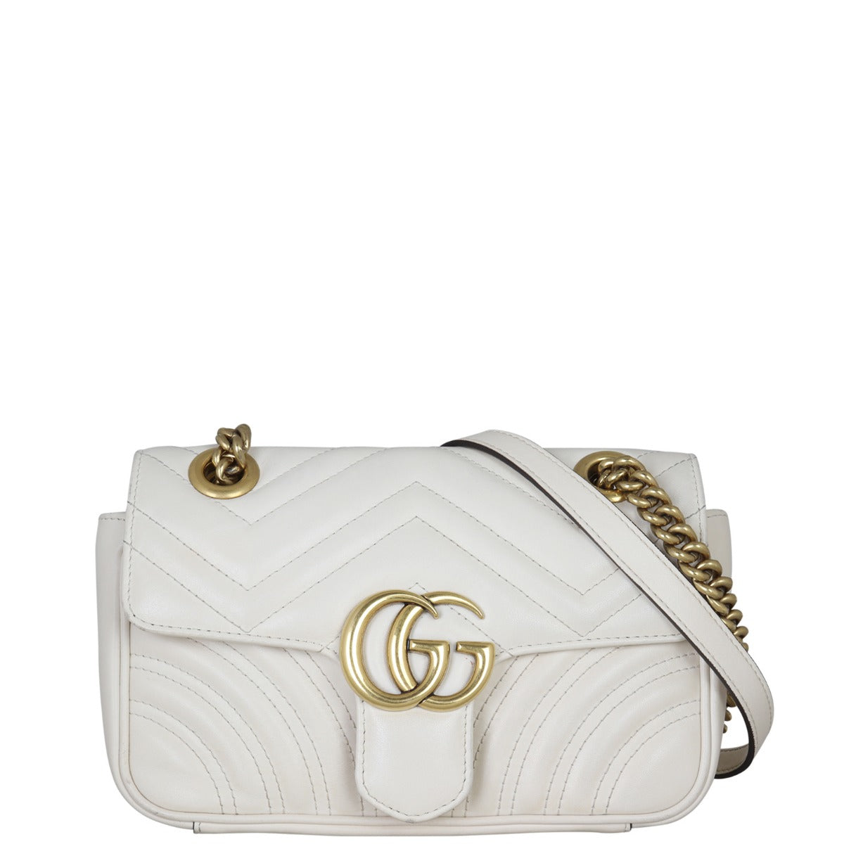 Gucci GG Marmont Matelasse Mini Shoulder Bag Front With Strap