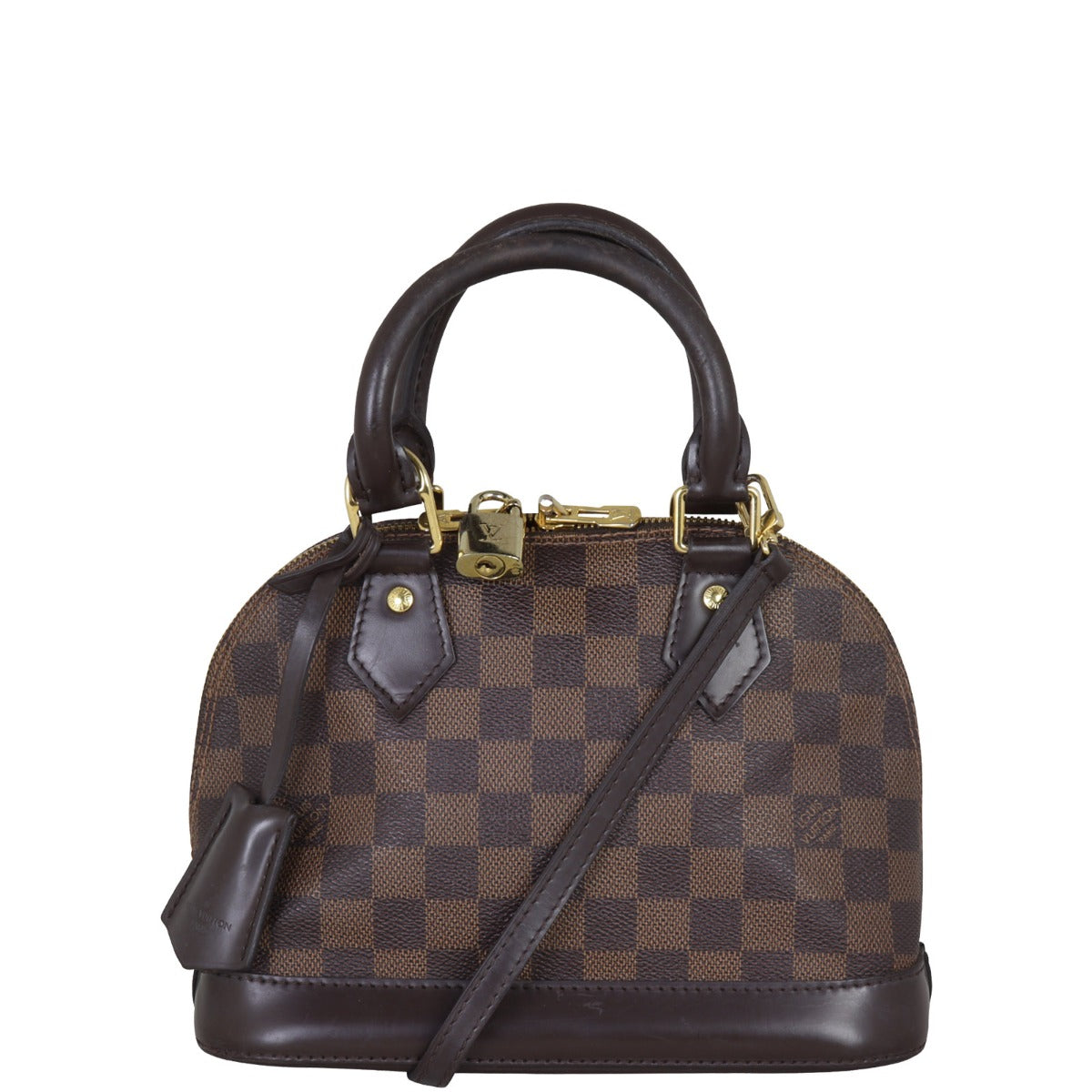 Louis Vuitton Alma BB Damier Ebene Front With Strap