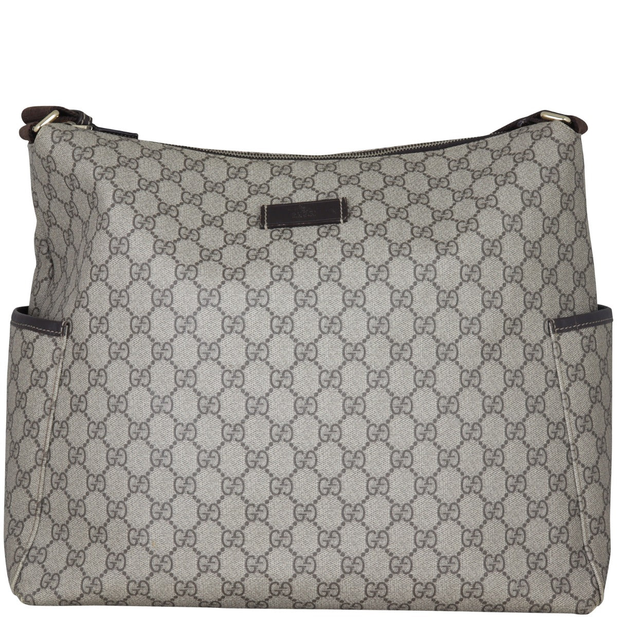 Gucci GG Supreme Side Pocket Messenger Bag Front With Strap