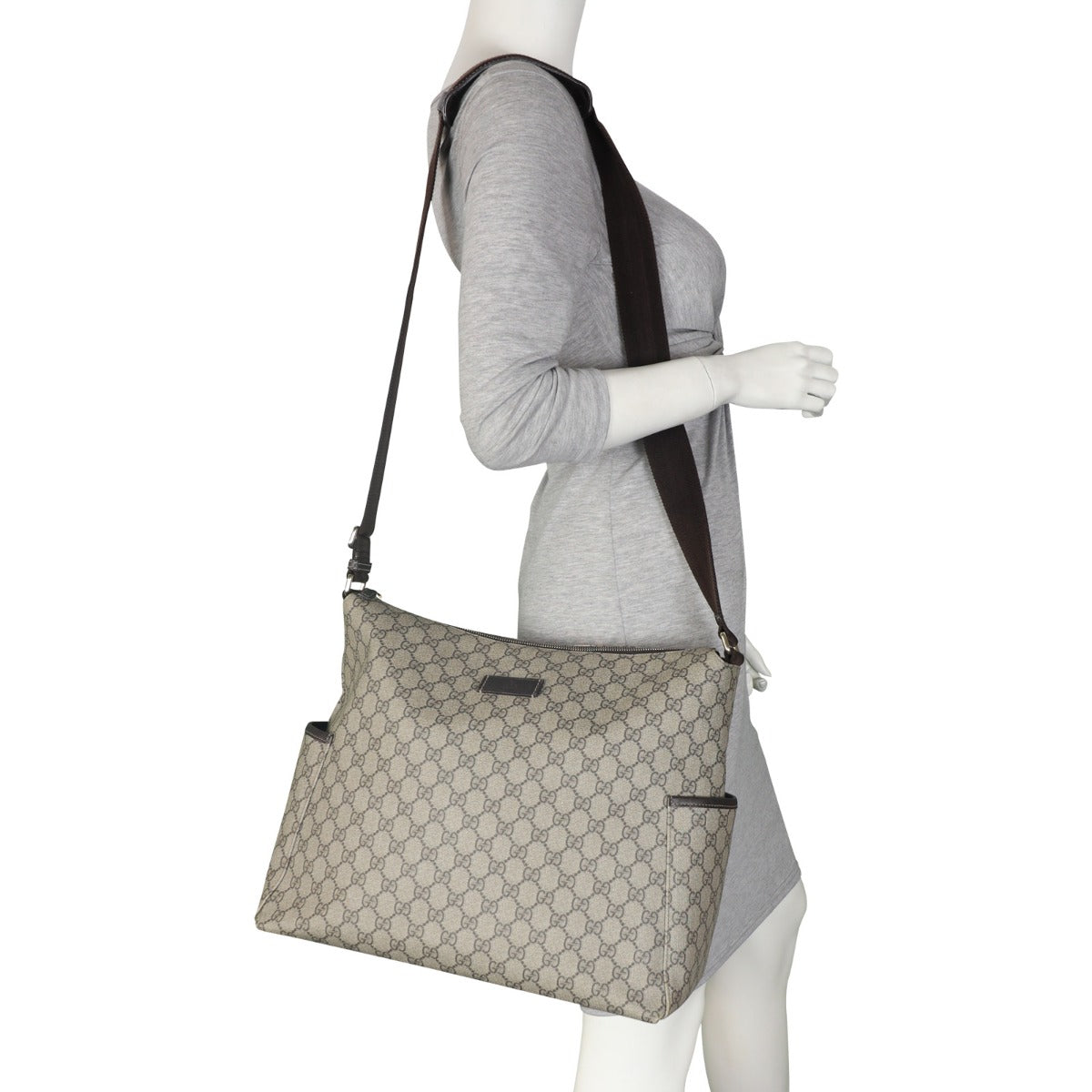 Gucci GG Supreme Side Pocket Messenger Bag Mannequin