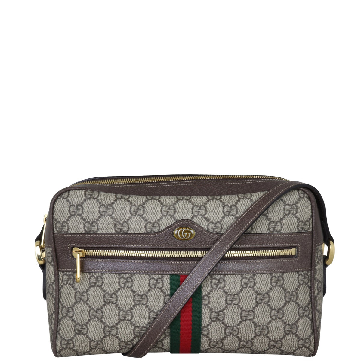 Gucci Ophidia GG Supreme Large Shoulder Bag Front With strap