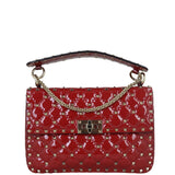 Valentino Rockstud Spike Medium Shoulder Bag Patent Front With Chain