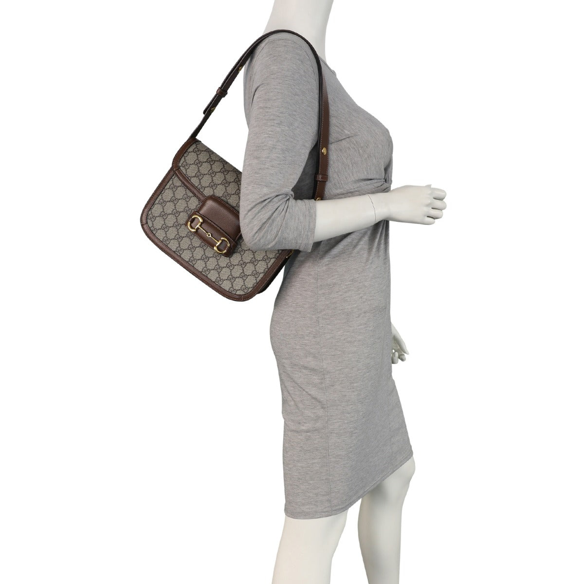 Gucci GG Supreme 1955 Horsebit Shoulder Bag Mannequin