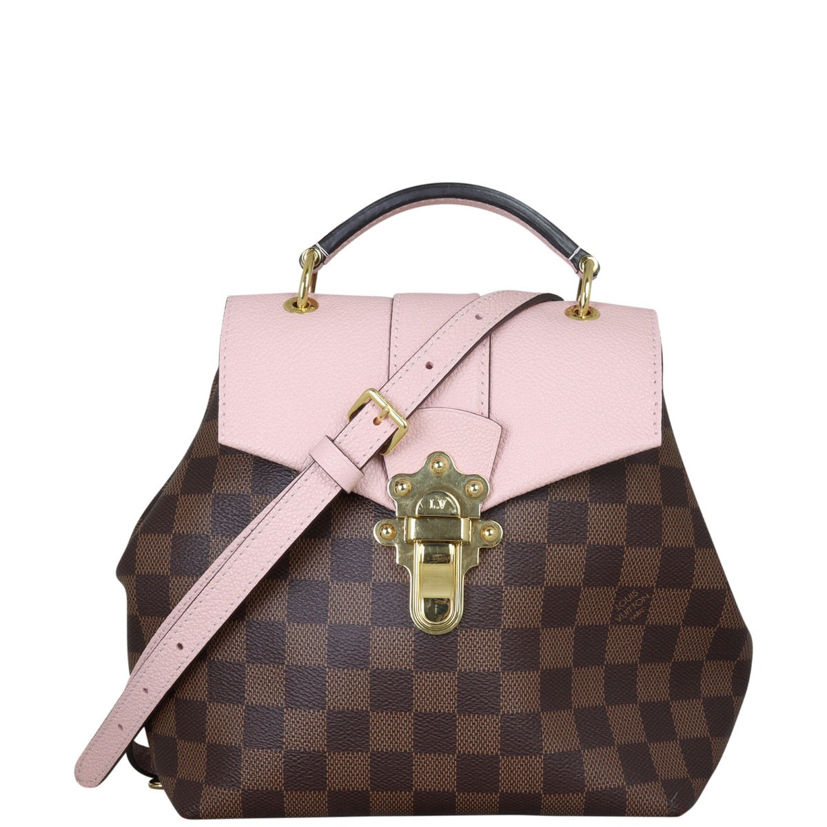 Louis Vuitton Clapton Backpack Damier Ebene Front With Chain