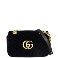 Gucci Marmont Velvet Mini Shoulder Bag Front With Strap