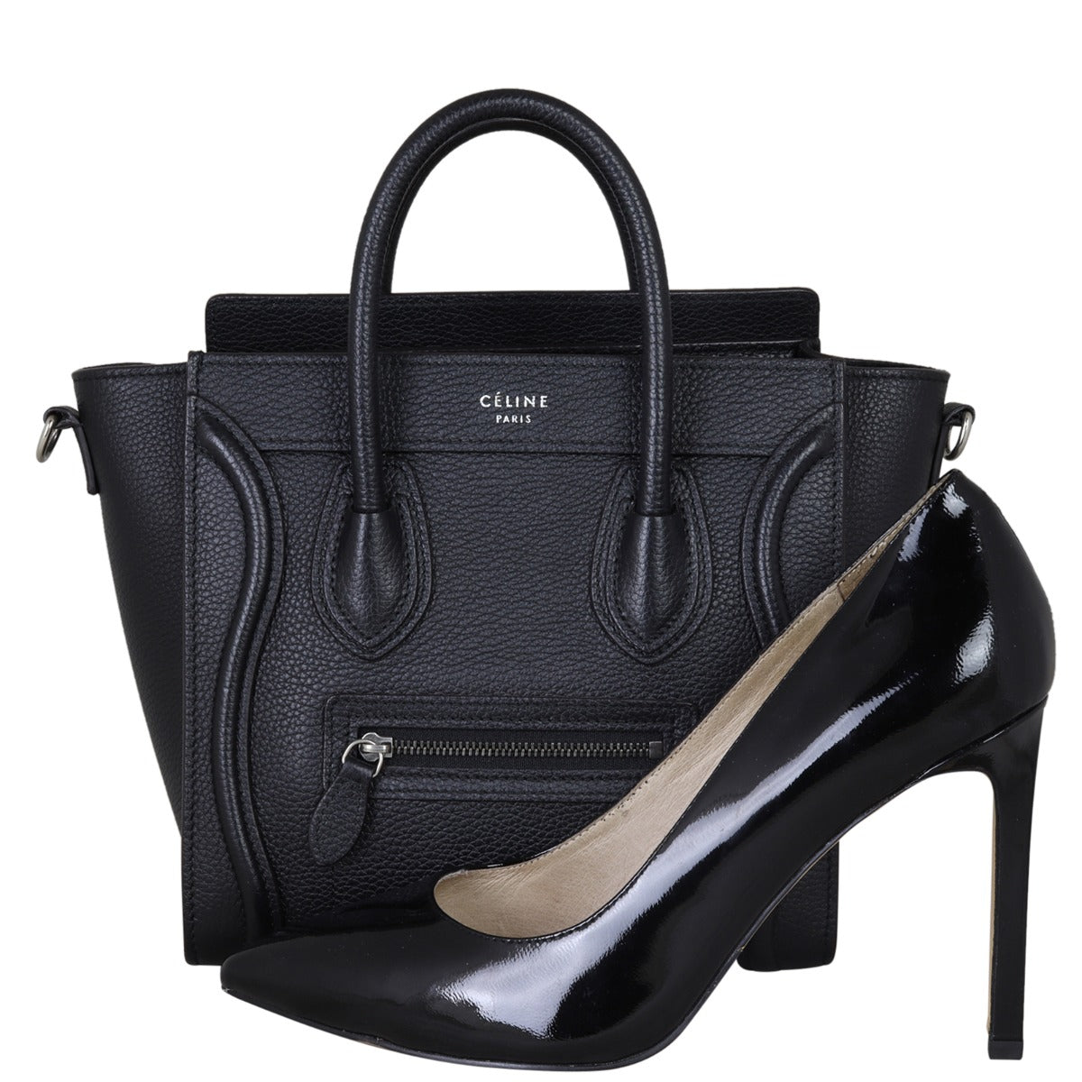 Celine Nano Luggage Tote Front with shoe